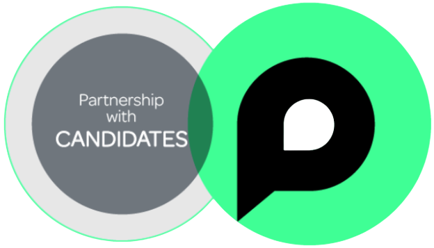 Proximity logo with 'partnership with candidates' text