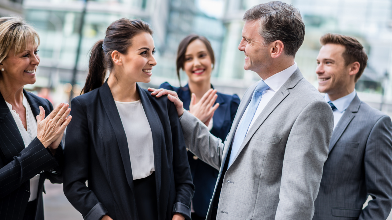 Woman being promoted